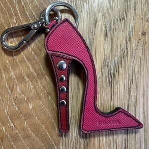 Prada Pink Saffiano Leather High Heel Keychain Bag Charm